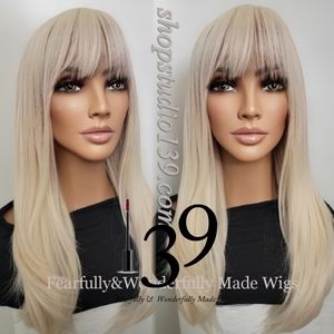 Platium Blonde bang wig perfect for all skin tones heat safe
